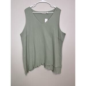 NWT Soft Surroundings Green Icon Pema Cotton Gauze Tank Desert Sage Size 1X